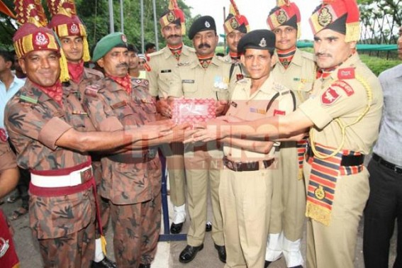 BGB and BSF personnel exchange sweets at Akhaura Border post BGB and BSF personnel exchange sweets at Akhaura Border post
